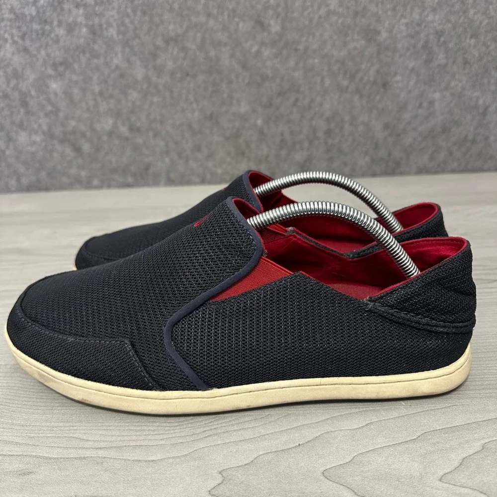 OluKai Nohea Mesh Slip On Shoes Mens 10‎ Black Red Casual Loafers 10188-DG43